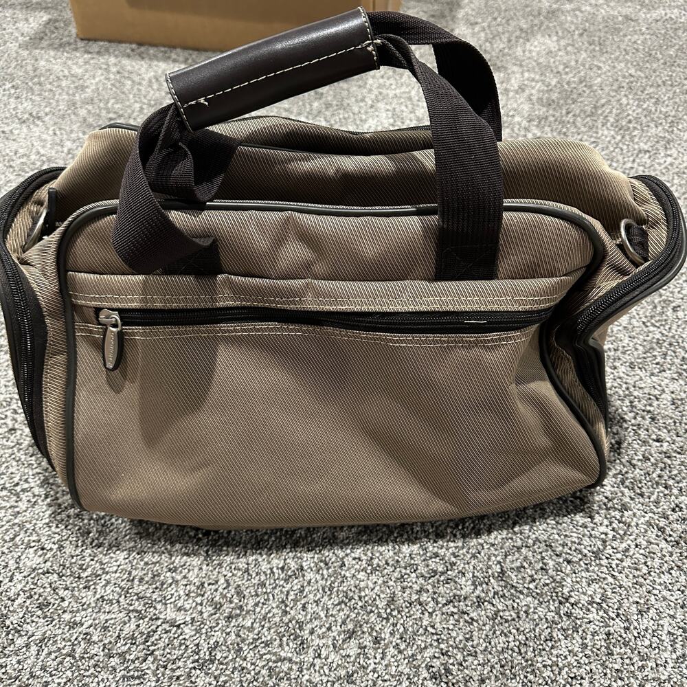 Dockers Tan Messenger Overnight Carry-On Travel Bag, Lots of Storage - Picture 2 of 11
